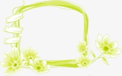 绿色边框花朵装饰外框素材