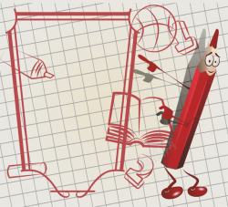卡通手绘线条红色铅笔素材