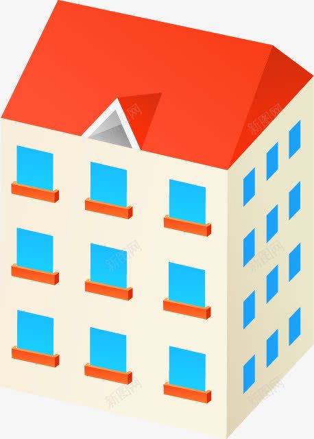 卡通公寓png免抠素材_新图网 https://ixintu.com 大厦 建筑 房子 清新
