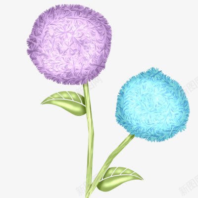 紫蓝色绣球花png免抠素材_新图网 https://ixintu.com 手绘 紫蓝色 绣球花 鲜花