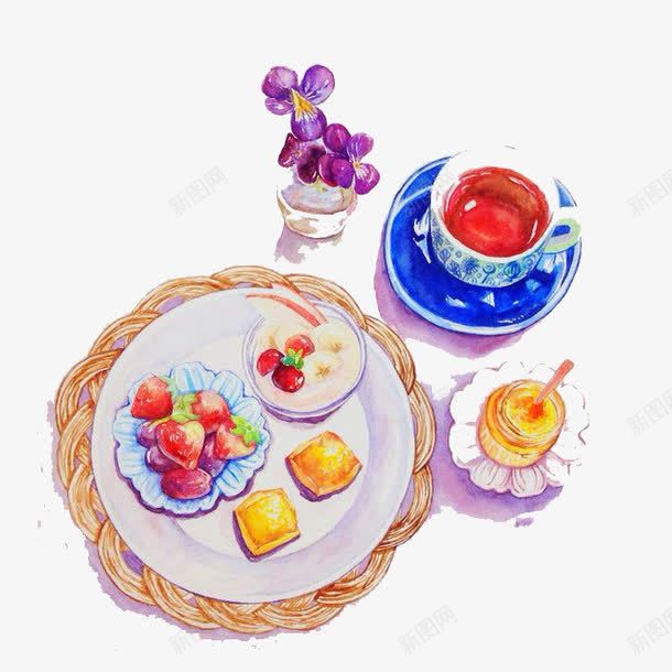 美味下午茶png免抠素材_新图网 https://ixintu.com 水果 红茶 花瓶 蛋糕