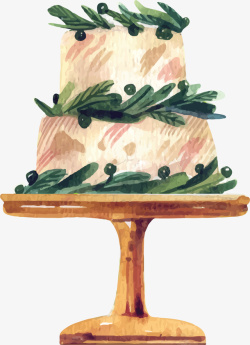 树叶装饰婚礼蛋糕矢量图素材