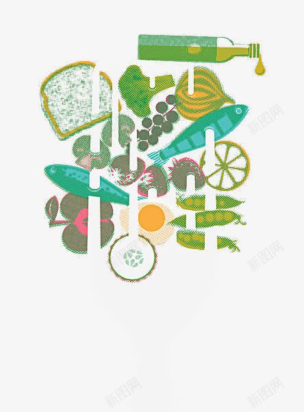 刀叉上的水果蔬菜png免抠素材_新图网 https://ixintu.com 手绘 新鲜 有机蔬菜 水果 绿色蔬菜 蔬菜
