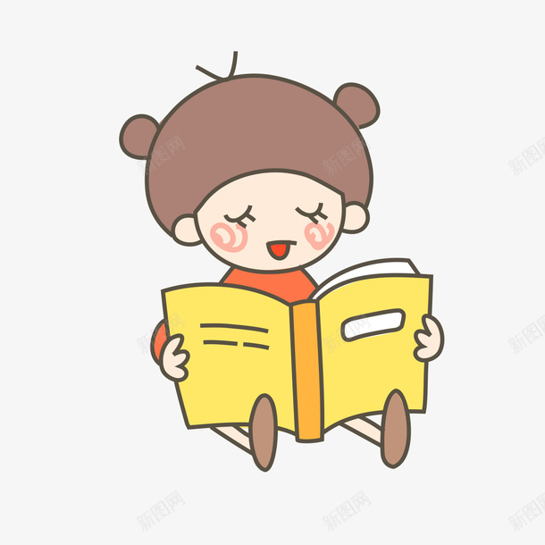 卡通小女孩读书png免抠素材_新图网 https://ixintu.com 卡通 卡通女孩 卡通小女孩读书 卡通读书 小女孩 读书