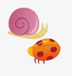 蜗牛和七星瓢虫素材