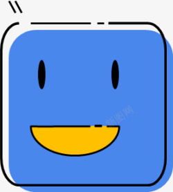 png方形蓝色笑脸卡通图高清图片