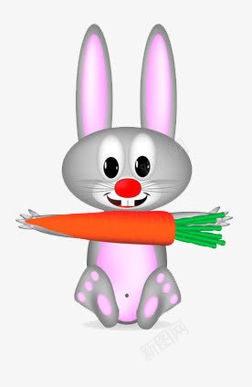 卡通兔子开心的托着胡萝卜png免抠素材_新图网 https://ixintu.com 兔子 卡通 开心 胡萝卜