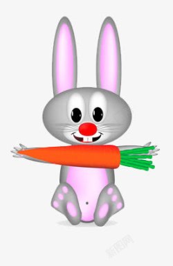 卡通兔子开心的托着胡萝卜素材