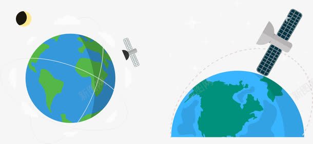 手绘卫星png免抠素材_新图网 https://ixintu.com 卫星 地球 扁平 手绘