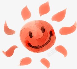 创意手绘扁平红色的太阳素材