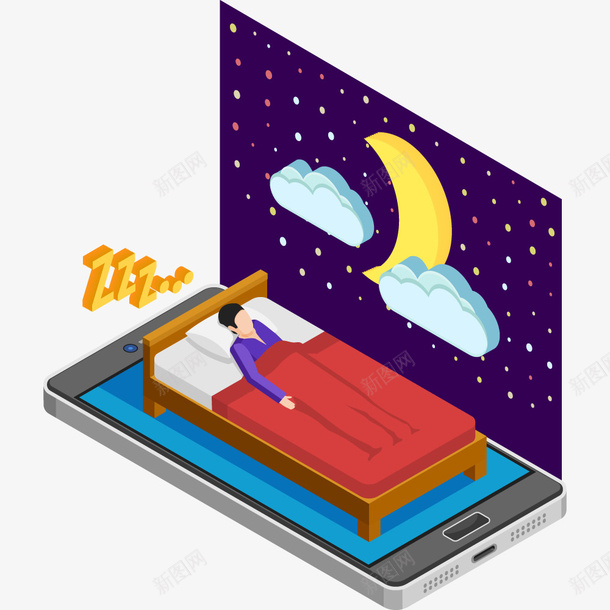 睡觉的男人png免抠素材_新图网 https://ixintu.com png图形 png装饰 卡通 月亮 男人 睡觉 装饰