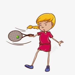 卡通女孩网球运动插画素材