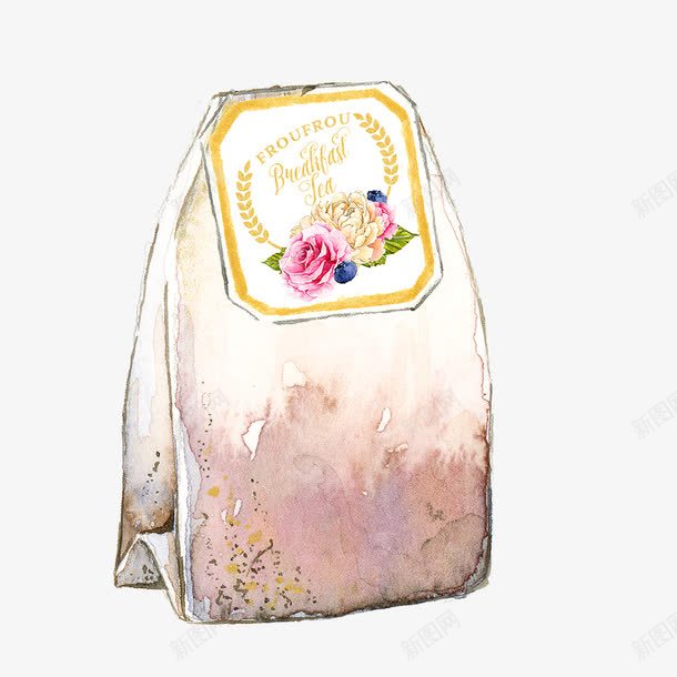 手绘包装袋png免抠素材_新图网 https://ixintu.com 包装袋 手绘 水彩 花卉