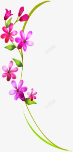 粉色水墨花朵植物花纹素材
