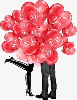 爱心气球下的情侣素材