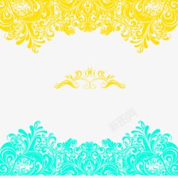皇家花纹复杂黄色蓝色素材