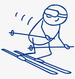 手绘滑雪火柴人矢量图素材