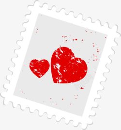 浪漫情人节心邮票矢量图素材