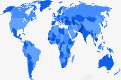 蓝色世界分布地图素材