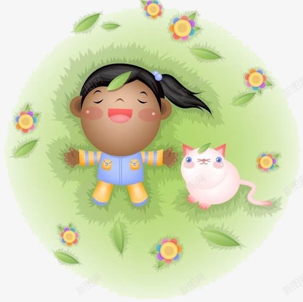 草地上休息png免抠素材_新图网 https://ixintu.com 在草地上躺着 绿色草地上 草地上的小女孩 躺在绿色草地上 躺在草地上 躺着休息