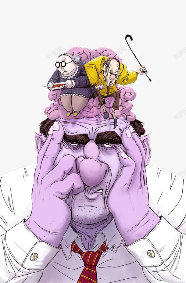 卡通人物图案png免抠素材_新图网 https://ixintu.com 卡通人物 拿拐杖的老头 紫皮肤的卡通人