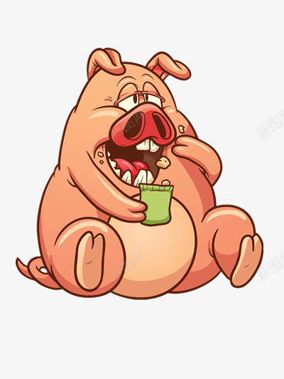 吃食物的猪png免抠素材_新图网 https://ixintu.com 动物 卡通 猪