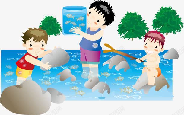 河边元素png免抠素材_新图网 https://ixintu.com png 一群孩子 元素 卡通 孩子 河边