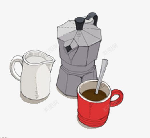 咖啡插画png免抠素材_新图网 https://ixintu.com 创意 咖啡 手绘 插画 水壶