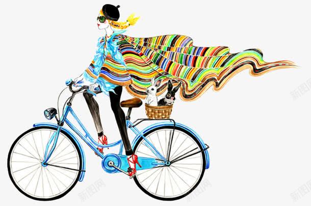 手绘拉风骑行png免抠素材_新图网 https://ixintu.com 女子 手绘拉风骑行美女 手绘骑车女孩 自动车与女孩