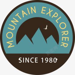创意山地探险标签素材