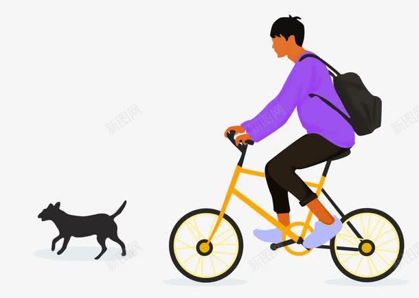 骑单车的男孩png免抠素材_新图网 https://ixintu.com 休闲 出行 卡通手绘 小狗 男孩 装饰图案 运动 骑单车