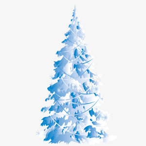 漂浮圣诞树psd免抠素材_新图网 https://ixintu.com 圣诞树 手绘 蓝色