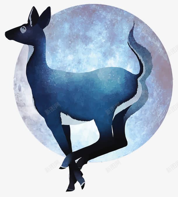 月下的鹿png免抠素材_新图网 https://ixintu.com PNG图片 PNG图片素材 PNG素材 PNG素材免费 PNG素材免费下载 手绘 月亮 蓝色 鹿
