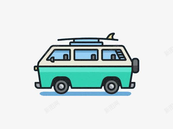卡通车车png免抠素材_新图网 https://ixintu.com 卡通绘画 夏日 蓝绿色车车