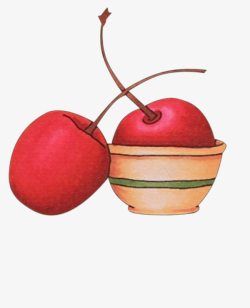 手绘碗中红苹果素材