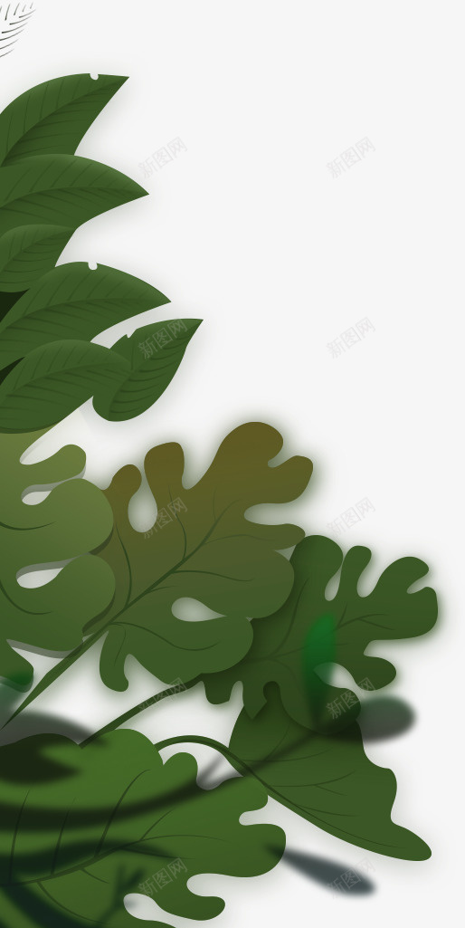 绿色简约树叶装饰图案png免抠素材_新图网 https://ixintu.com 免抠PNG 树叶 简约 绿色 装饰图案