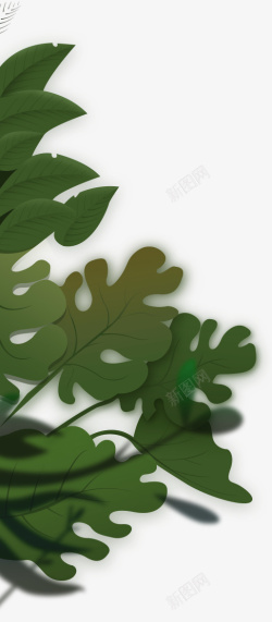 绿色简约树叶装饰图案素材