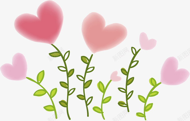 卡通爱心植物图png免抠素材_新图网 https://ixintu.com 创意的 卡通 情人节 插图 植物 爱心 爱心贴图 装饰图案