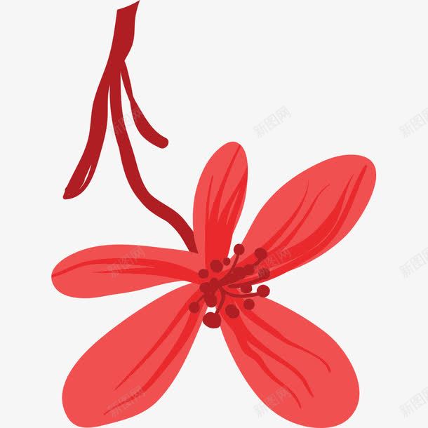 红色的花png免抠素材_新图网 https://ixintu.com 一朵 卡通 手绘 桔梗 简图 红色 花朵 装饰
