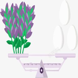 紫色花朵与天平矢量图素材