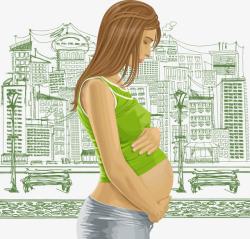 孕妇散步装饰绿色城市孕妇散步高清图片