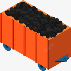立体矿车橙色方形立体矿车高清图片