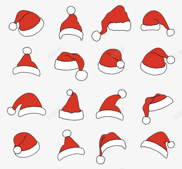 16款红色圣诞帽png免抠素材_新图网 https://ixintu.com 圣诞人 圣诞帽 圣诞节 红色 装饰