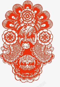 中国风传统艺术京剧脸谱剪纸素材