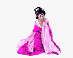 紫粉长裙古典美女素材