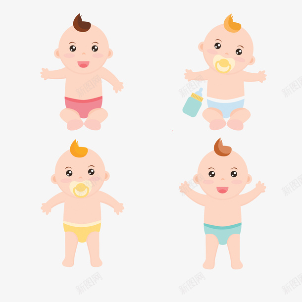 四个穿内裤的婴儿矢量图ai免抠素材_新图网 https://ixintu.com 内裤 婴儿 素材 矢量图