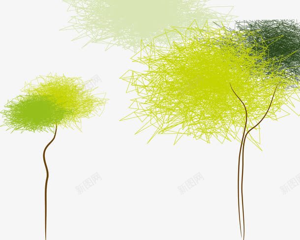 抽象线条树png免抠素材_新图网 https://ixintu.com 抽象 树木 线条 绿色