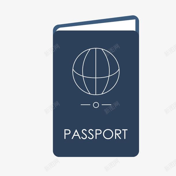 蓝色护照png免抠素材_新图网 https://ixintu.com 商业 商务 地球 字母 护照 矩形 英文 蓝色