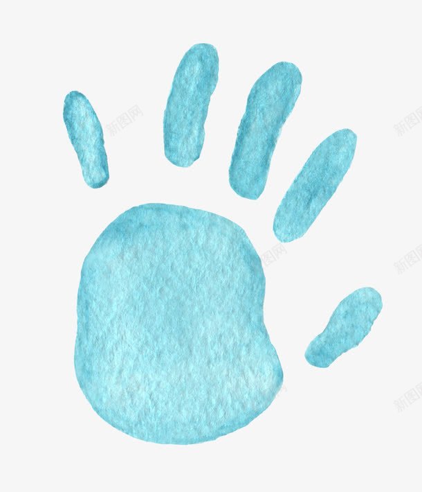 蓝色手掌印png免抠素材_新图网 https://ixintu.com 水彩手印 蓝色手掌印