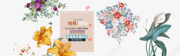 初秋你好排版手绘鲜花png免抠素材_新图网 https://ixintu.com 初秋你好排版 手绘鲜花 海报 淘宝 版式设计